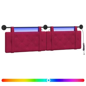 vidaXL Cabecero colgante Con luz LED Rojo vino Terciopelo