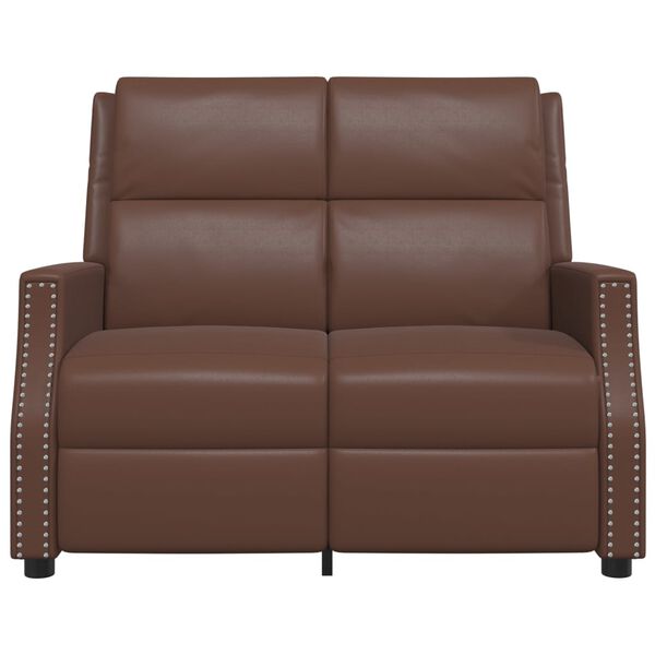 vidaXL Sill&oacute;n reclinable de masaje de 2 plazas cuero sint&eacute;tico marr&oacute;n