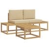 vidaXL Conjunto de sof&aacute;s de exterior con coj&iacute;n 3 pcs y Beige Poli&eacute;ster