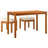 vidaXL Set de comedor para jardín 3 piezas con cojines madera acacia