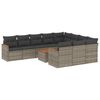 vidaXL Set de sof&aacute;s de jard&iacute;n 11 pzas y cojines rat&aacute;n sint&eacute;tico gris