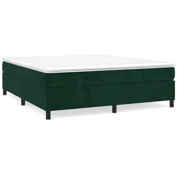 vidaXL Cama box spring con colch&oacute;n terciopelo verde oscuro 160x200 cm