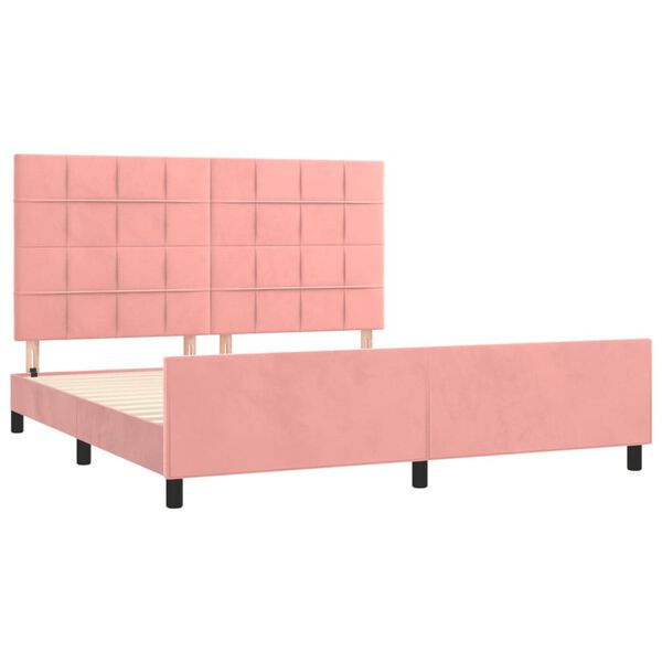 vidaXL Estructura de cama sin colch&oacute;n terciopelo rosa 160x200 cm
