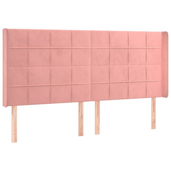 vidaXL Cabecero con LED de terciopelo rosa 183x16x118/128 cm