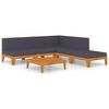 vidaXL Juego muebles de jard&iacute;n y cojines 6 pzas madera maciza acacia