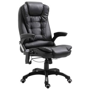 vidaXL Sill&oacute;n de oficina de masaje negro cuero sint&eacute;tico