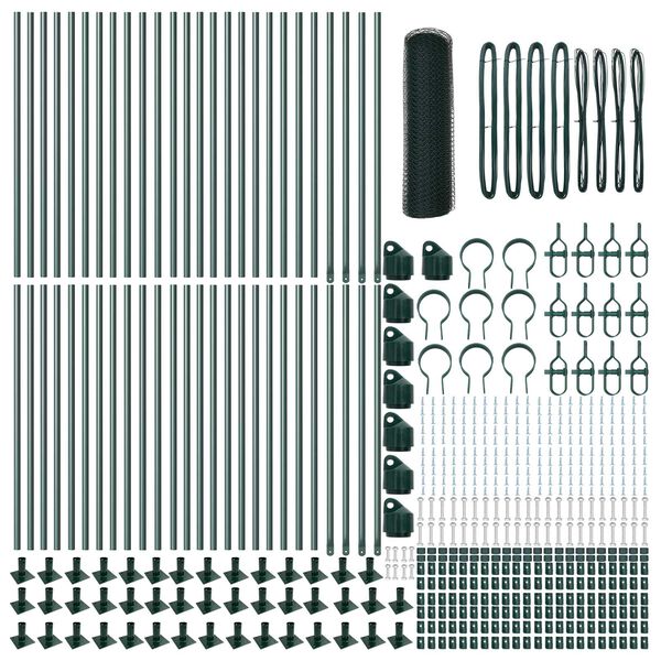 vidaXL Poste de Valla Verde 100 x 0,4 m (malla de 25 mm) Acero y PVC