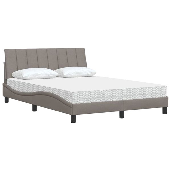 vidaXL Cama con colch&oacute;n Hanko tela gris taupe 120x200 cm