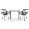 vidaXL Juego de comedor de jard&iacute;n 3 piezas rat&aacute;n sint&eacute;tico negro
