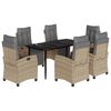 vidaXL Set comedor de jard&iacute;n 7 pzas con cojines rat&aacute;n sint&eacute;tico beige