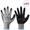 vidaXL Guantes de Trabajo 24 pcs Gris y Negro 9 / l Poliéster