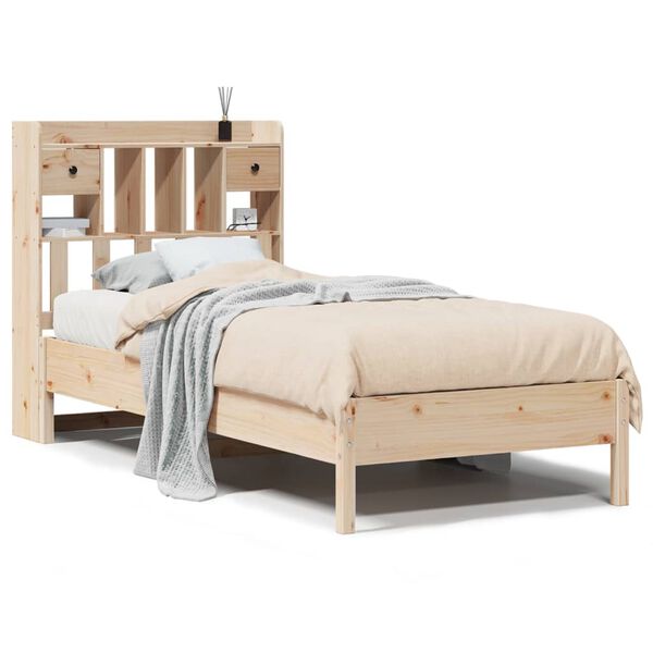 vidaXL Cama con estanter&iacute;a sin colch&oacute;n madera maciza de pino 90x200 cm
