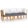 vidaXL Muebles de jard&iacute;n 3 piezas con cojines madera maciza de acacia