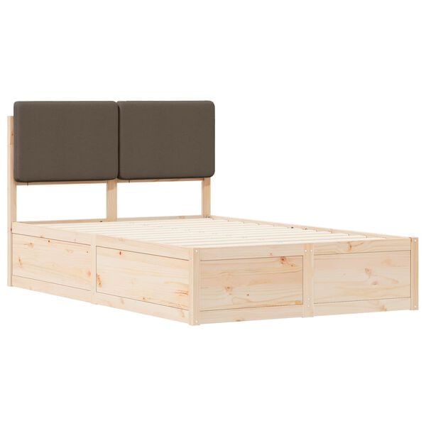 vidaXL Estructura de Cama con Cabecera Tapizada Taup&eacute; 120 x 190 cm