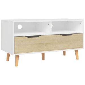 vidaXL Mueble de TV madera de ingenier&iacute;a blanco y roble 90x40x48,5 cm
