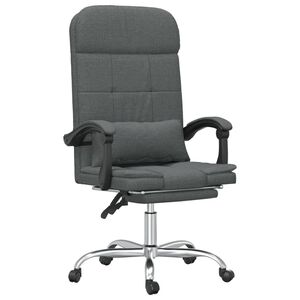 vidaXL Silla de oficina reclinable con masaje de tela gris oscuro