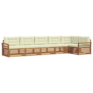 vidaXL Conjunto de sof&aacute;s de exterior con coj&iacute;n 6 pcs Natural y Crema