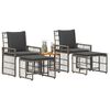 vidaXL Juego de muebles de exterior 5 pcs Negro y Gris oscuro
