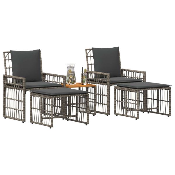 vidaXL Juego de muebles de exterior 5 pcs Negro y Gris oscuro