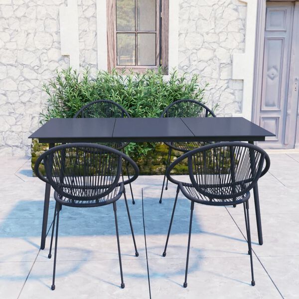 vidaXL Juego de comedor de jardín 5 piezas ratán PVC negro