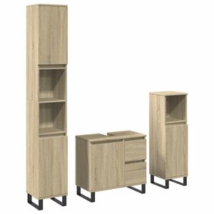 vidaXL Set de muebles de ba&ntilde;o 3 pzas madera contrachapada roble Sonoma