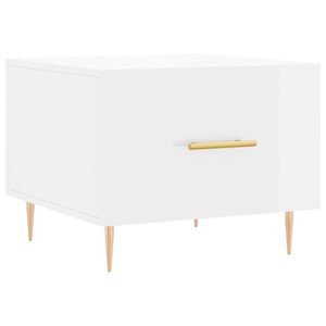 vidaXL Mesa de centro madera de ingenier&iacute;a brillo blanco 50x50x40 cm