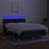 vidaXL Cama box spring colch&oacute;n y luces LED tela negro 140x190 cm