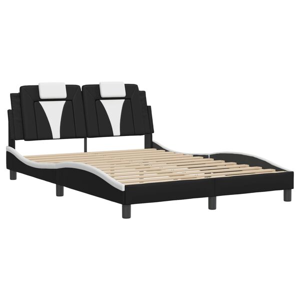vidaXL Estructura de cama Viana con LED sin colch&oacute;n negro blanco 120x200 cm