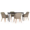 vidaXL Juego de comedor de jard&iacute;n 5 piezas con cojines marr&oacute;n