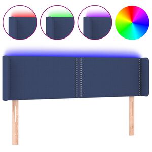 vidaXL Cabecero con LED de tela azul 147x16x78/88 cm