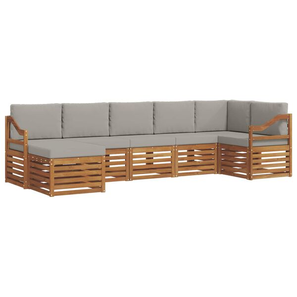 vidaXL Juegos de sof&aacute;s con coj&iacute;n 7 pcs Gris Natural y Claro