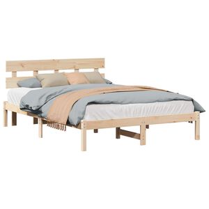 vidaXL Estructura de cama Marr&oacute;n 140 x 200 cm Madera maciza de Pino