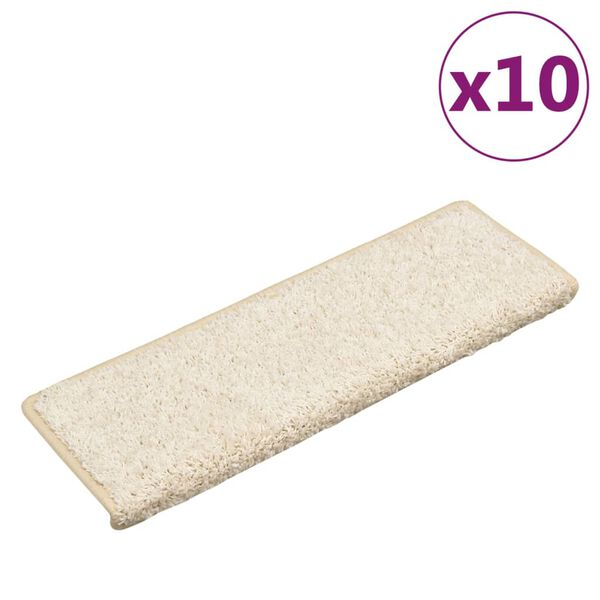 vidaXL Alfombrillas para escaleras 10 unidades 65x21x4 cm Blanco Borde Rectangular