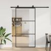 vidaXL Puerta corredera con herrajes negro 102x205 cm ESG vidrio