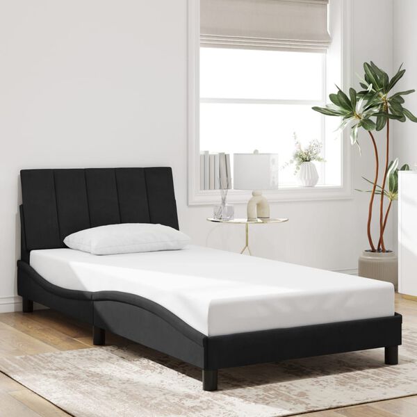 vidaXL Estructura de cama sin colch&oacute;n Hanko terciopelo negro 100x200 cm