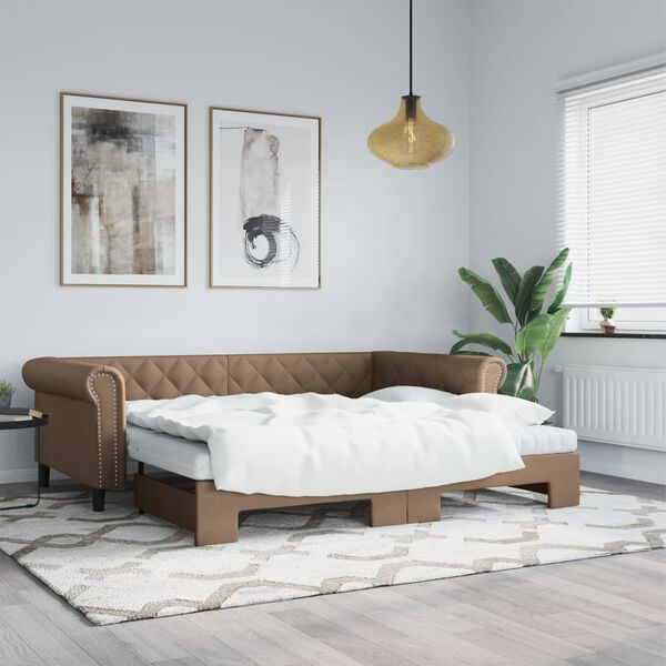 vidaXL Sof&aacute; con cama nido cuero sint&eacute;tico cappuccino 90x200 cm