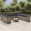 vidaXL Set de muebles de jardín 12 pzas cojines ratán sintético gris