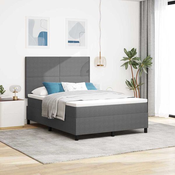 vidaXL Cama tipo Box Spring Gris claro y blanco. 193 x 144 x 128 cm