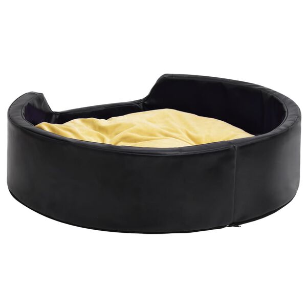 vidaXL Cama de perro felpa y cuero sintético negro amarillo 99x89x21cm