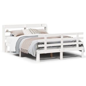 vidaXL Estructura de cama con cabecero madera de pino blanco 150x200cm