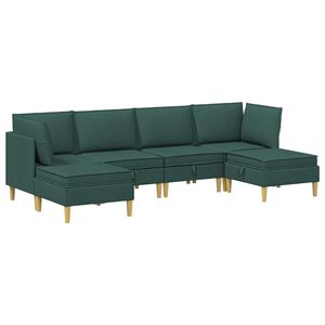 vidaXL Juego de sof&aacute; modular con almacenamiento 6 uds. Verde oscuro