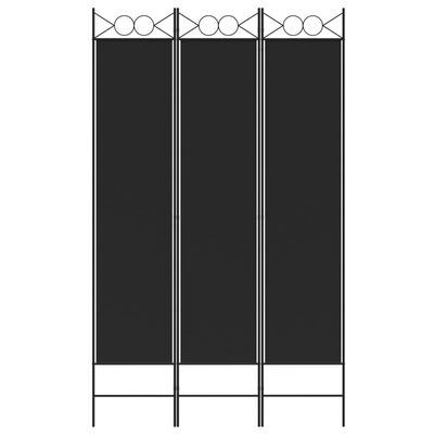 vidaXL Biombo divisor de 3 paneles de tela negro 120x200 cm