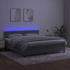vidaXL Cama box spring colch&oacute;n y LED terciopelo gris claro 160x200 cm
