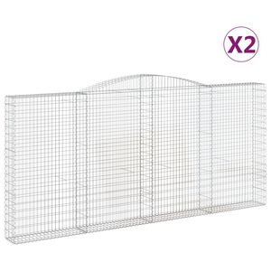 vidaXL Cestas de gaviones 2 uds forma de arco hierro 400x30x180/200 cm