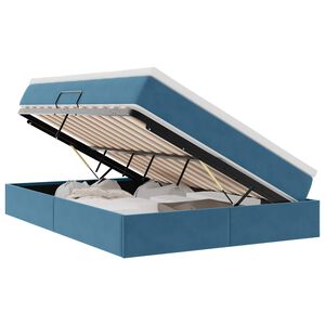 vidaXL Cama con almacenamiento y colch&oacute;n Azul Oscuro 140 x 190 cm