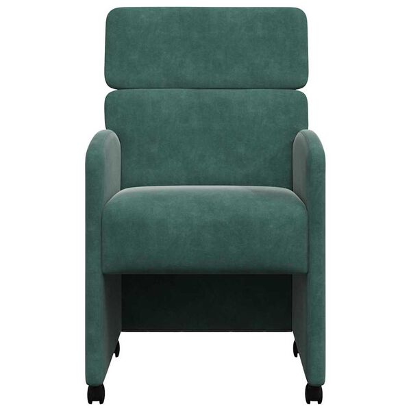 vidaXL Sillas de Comedor con Ruedas 2 pcs Verde oscuro 58 x 65 x 98 cm