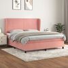 vidaXL Cama box spring con colch&oacute;n terciopelo rosa 160x200 cm