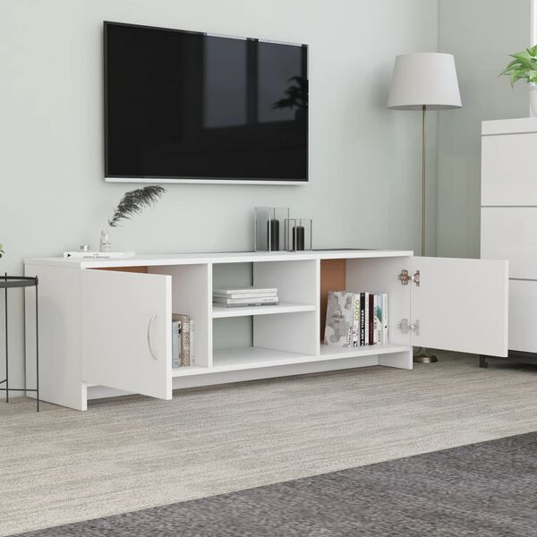 vidaXL Mueble para TV madera contrachapada blanco 120x30x37,5 cm