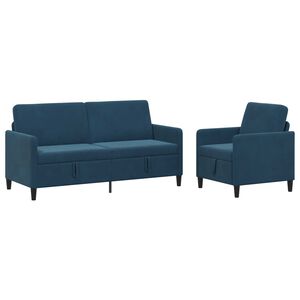 vidaXL Juego de Sof&aacute;s con Almacenamiento 2 uds. Azul Poli&eacute;ster