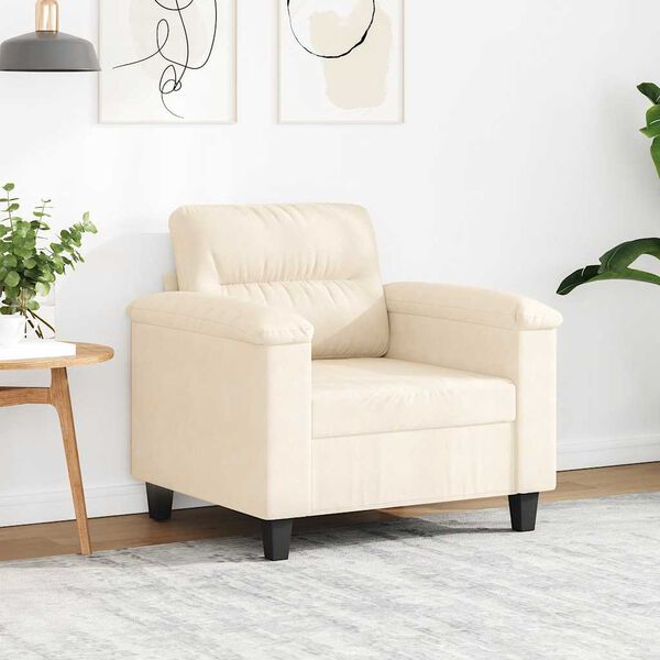 vidaXL Sill&oacute;n de tela de microfibra beige 60 cm